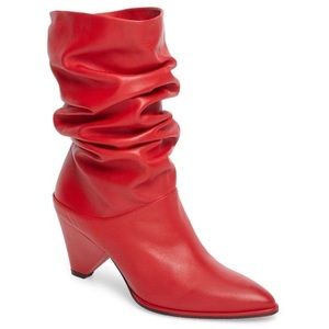 Stuart Weitzman Red nappa leather slouch boots